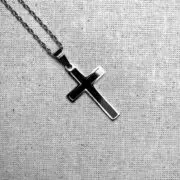Essential Cable Chain with Black Inlay Cross