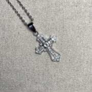 Essential Cable Chain with Ornate Crystal Cross