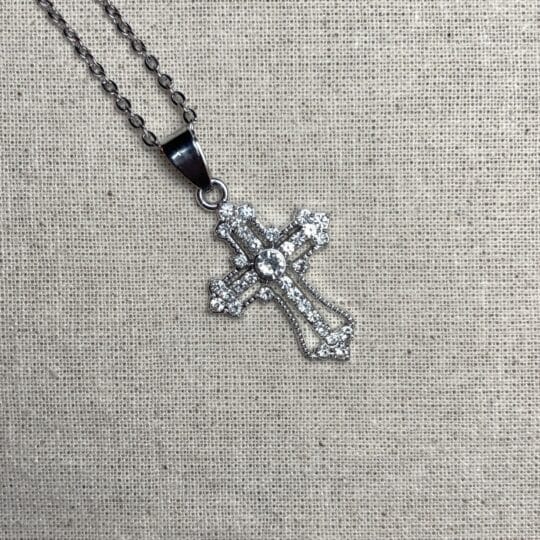 Essential Cable Chain with Ornate Crystal Cross