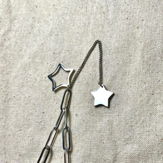Minimalist Paperclip Chain with Lariat Star Drop